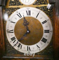 Oak Grandmother Clock Longcase Antique Timepiece