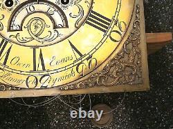 Own Evans, LlanerchymeddLONGCASE GRANDFATHER CLOCK DIAL+movent 12inch