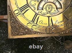 Own Evans, LlanerchymeddLONGCASE GRANDFATHER CLOCK DIAL+movent 12inch