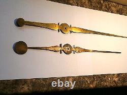 PAIR OF LARGE BRASS TAVERN OR WOODEN DIAL CLOCK brass hands