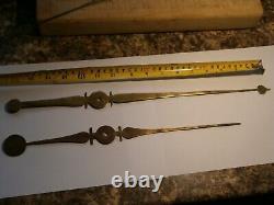 PAIR OF LARGE BRASS TAVERN OR WOODEN DIAL CLOCK brass hands