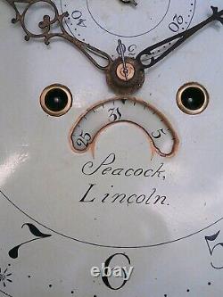 PEACOCK LINCOLN 12 x17 INCH 8day LONGCASE GRANDFATHER CLOCK DIAL+mov