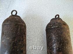 Pair Of Antique Longcase / Grandfather Clock Weights 11 3/4 & 14 1/2 Lb