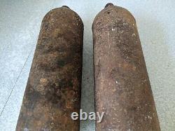 Pair Of Antique Longcase / Grandfather Clock Weights 11 3/4 & 14 1/2 Lb