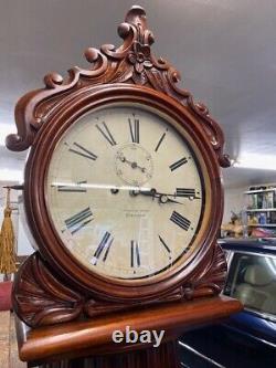 Rare 19th Century Column Scottish Drumhead Longcase Grandfather Clock