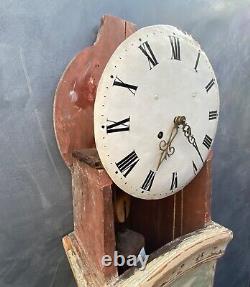 Rare Antique Swedish Mora Clock in Rustic Mint Wood Case 1800s