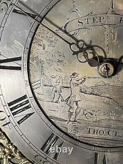 Rare Longcase Clock Movement Inner Calendar Thomas Clark Stephen Fox 11 Inch