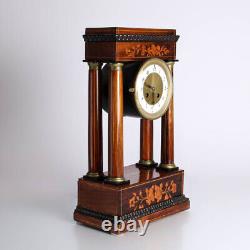 Säulenpendel Watch Rosewood Marquetry To 1840 Cipher Sheet Braun Roses