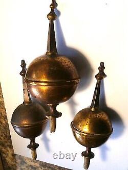 Set Of 3 Longcase Grandfather Clock Brass Finials