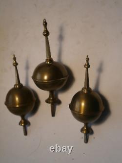 Set Of 3 Longcase Grandfather Clock Brass Finials