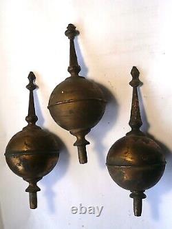 Set Of 3 Longcase Grandfather Clock Grass Finials