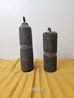 Set Of Original Antique Grandfather Clock Weights 1800s Both 15.2lbs