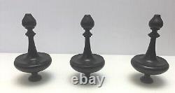 Set Three Good Antique Mahogany Longcase Grandfather Clock Finials circa 1800