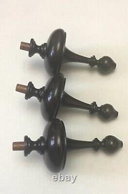 Set Three Good Antique Mahogany Longcase Grandfather Clock Finials circa 1800