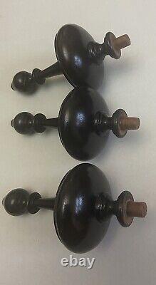 Set Three Good Antique Mahogany Longcase Grandfather Clock Finials circa 1800