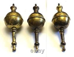 Set Three Small Antique Brass Longcase Grandfather Clock Finials