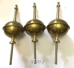 Set Three Small Vintage Brass grandfather Longcase Clock Finials a13