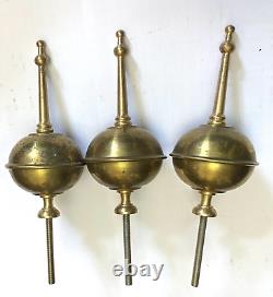 Set Three Small Vintage Brass grandfather Longcase Clock Finials a13