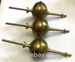 Set Three Small Vintage Brass grandfather Longcase Clock Finials a13