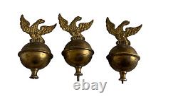 Set of 3 Antique Grandfather/Longcase Clock Brass Eagle Finials 5 tall