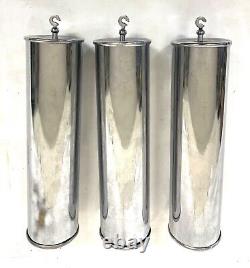 Set of 3 Art Deco Chrome Plated Longcase Grandfather Clock Weights