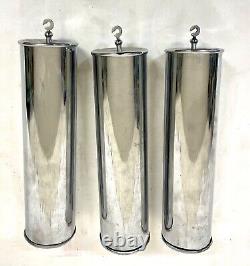 Set of 3 Art Deco Chrome Plated Longcase Grandfather Clock Weights