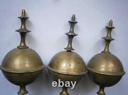 Set of 3 longcase GRANDFATHER CLOCK brass finials c1830