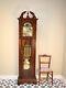 Sligh Grandfather Clock West Minster Chime Mahogany Case Moon Dial
