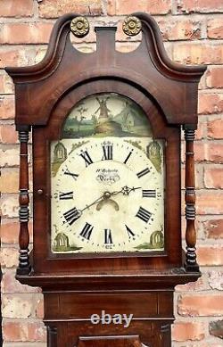 Small Antique 30 hour Oak & Mahogany Longcase Grandfather Clock W. Roberts Derby