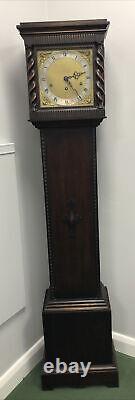 Small German 1920's 8 Day Oak Longcase Clock 1/4 and Hourly Westminster Chimes