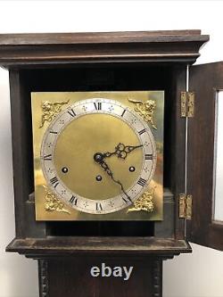 Small German 1920's 8 Day Oak Longcase Clock 1/4 and Hourly Westminster Chimes