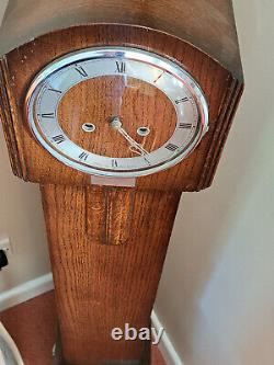 Smiths Oak case grandmother clock with pendulum, includes Key C1958