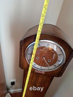 Smiths Oak case grandmother clock with pendulum, includes Key C1958