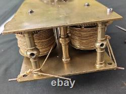 Unusual 5 Posted 8 Day Longcase Clock Movement And Bell. Late 17C