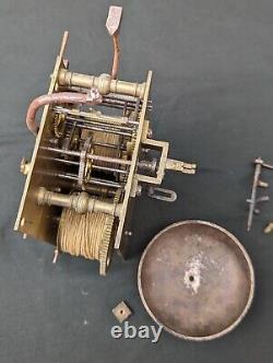 Unusual 5 Posted 8 Day Longcase Clock Movement And Bell. Late 17C
