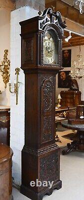 Victorian Grandfather Clock 1880 Carved Oak Longcase Whittington