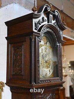 Victorian Grandfather Clock 1880 Carved Oak Longcase Whittington