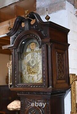 Victorian Grandfather Clock 1880 Carved Oak Longcase Whittington