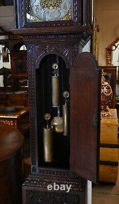 Victorian Grandfather Clock 1880 Carved Oak Longcase Whittington