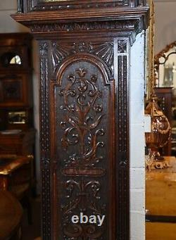 Victorian Grandfather Clock 1880 Carved Oak Longcase Whittington