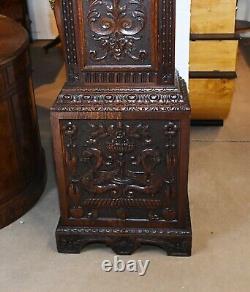 Victorian Grandfather Clock 1880 Carved Oak Longcase Whittington