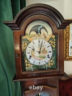 Vintage German Kieninger Grandmother Clock Custom Made Duch Hand Painted Face