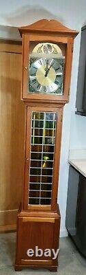 Vintage Teak Wood Cased Longcase Clock Grandmother Westminster chime