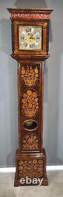 William And Mary Style Walnut Style Longcase Grandfather Clock Westminster Chime