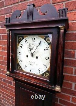 William Giscard Ely George III antique oak 8 day longcase grandfather clock