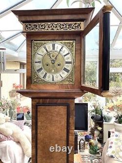 William and Mary Grandfather Longcase Clock J Clowes Of London