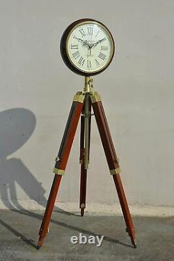 Wooden Clock Grandfather Style Floor Clock Foldable Tripod Stand Home Decor Gift