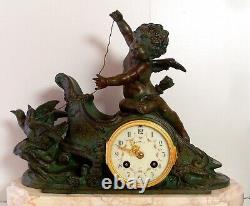 XIX Th C, ALLEGORY TO LOVE ON A CHARIOT Sculptor MOREAU Rare Huge Clock 334 oz